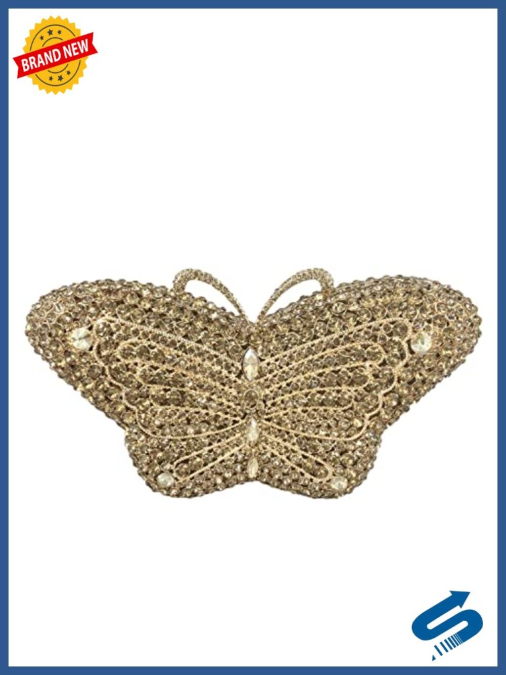 Mini Crystal Butterfly Clutch Evening Bag Rhinestone Party Purse with Chain